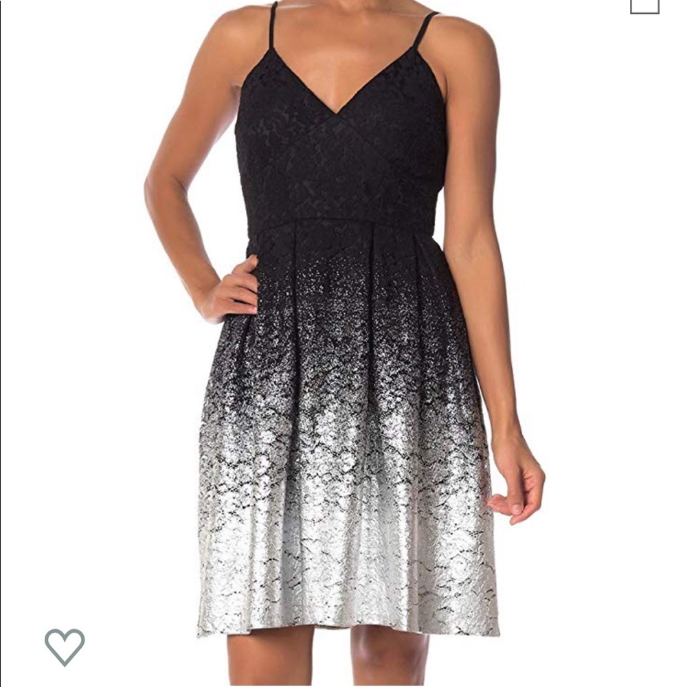 Love...ady Metallic Lace Ombré Knee length Dress